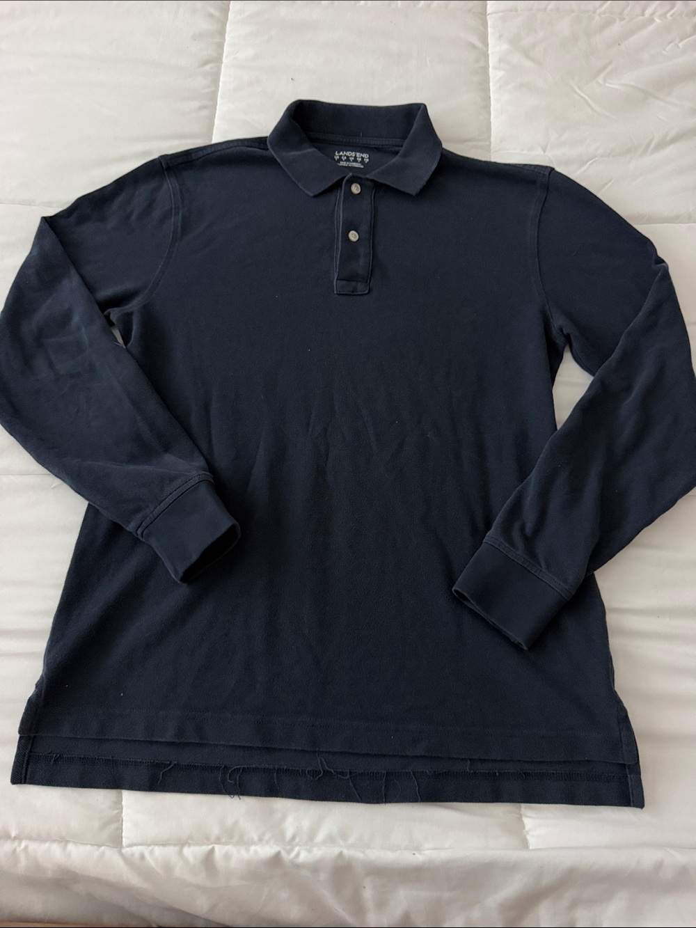 Lands' End Men's Long-Sleeve Polo - Dark Navy